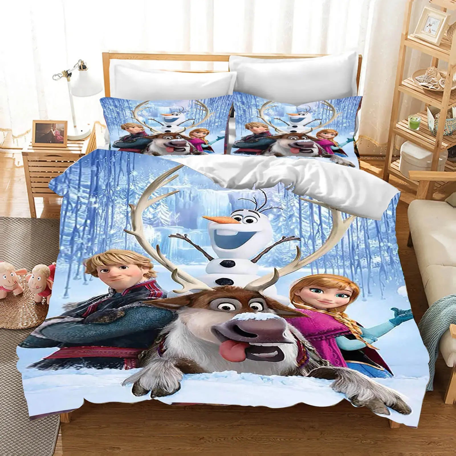 3D Frozen Kristoff, Sven & Olaf Kids Bedding Cover Set Zirconic