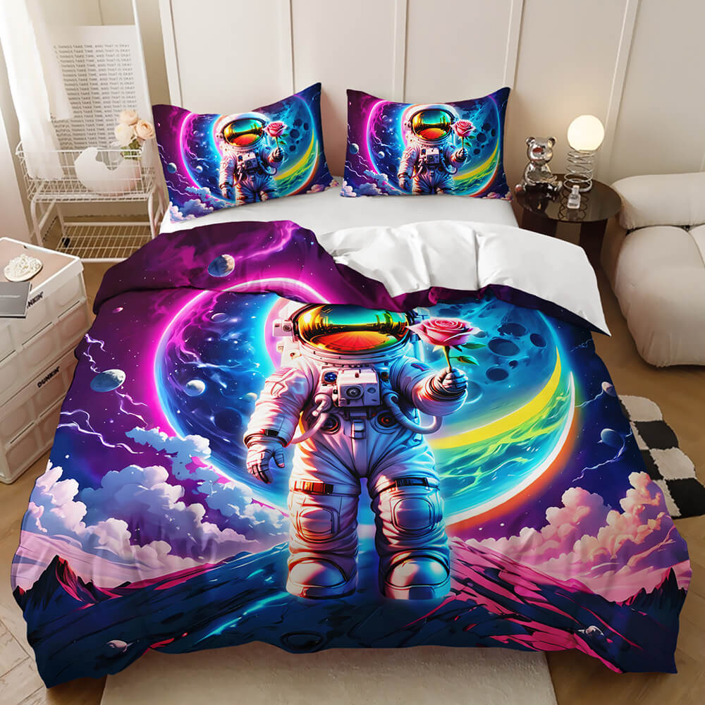 Space themed duvet cover set for kids and astronomy lovers