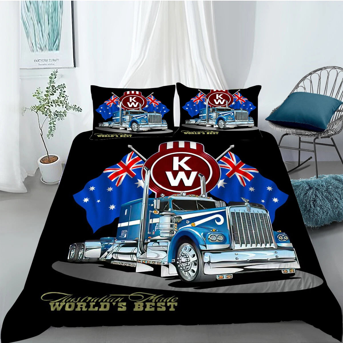 3D Kenworth Truck Duvet Cover Set with Pillowcases