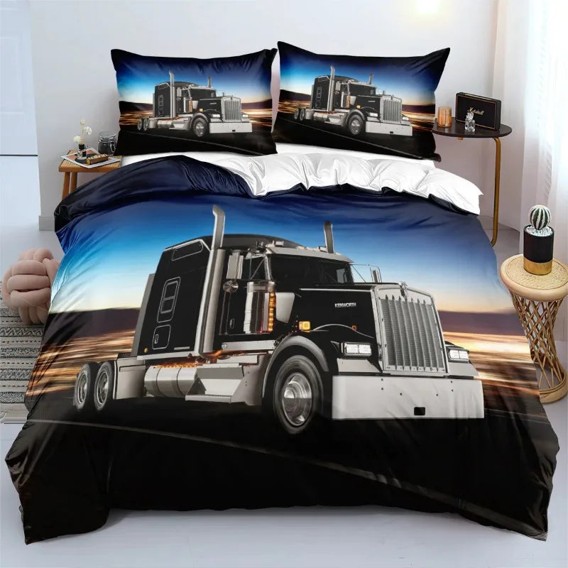 Truck Driver Bedding Set with Realistic Kenworth Print
