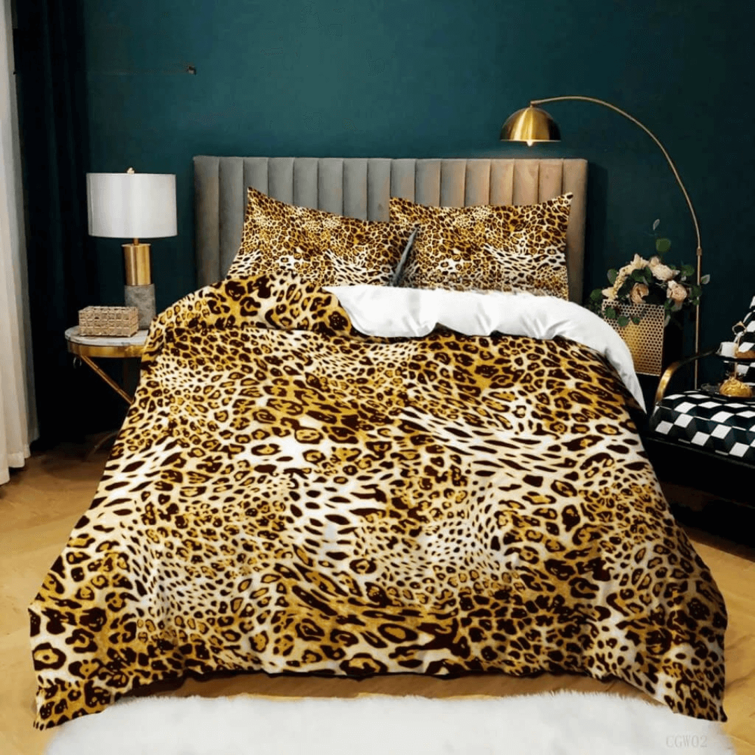Modern 3D leopard print duvet cover for stylish rooms
