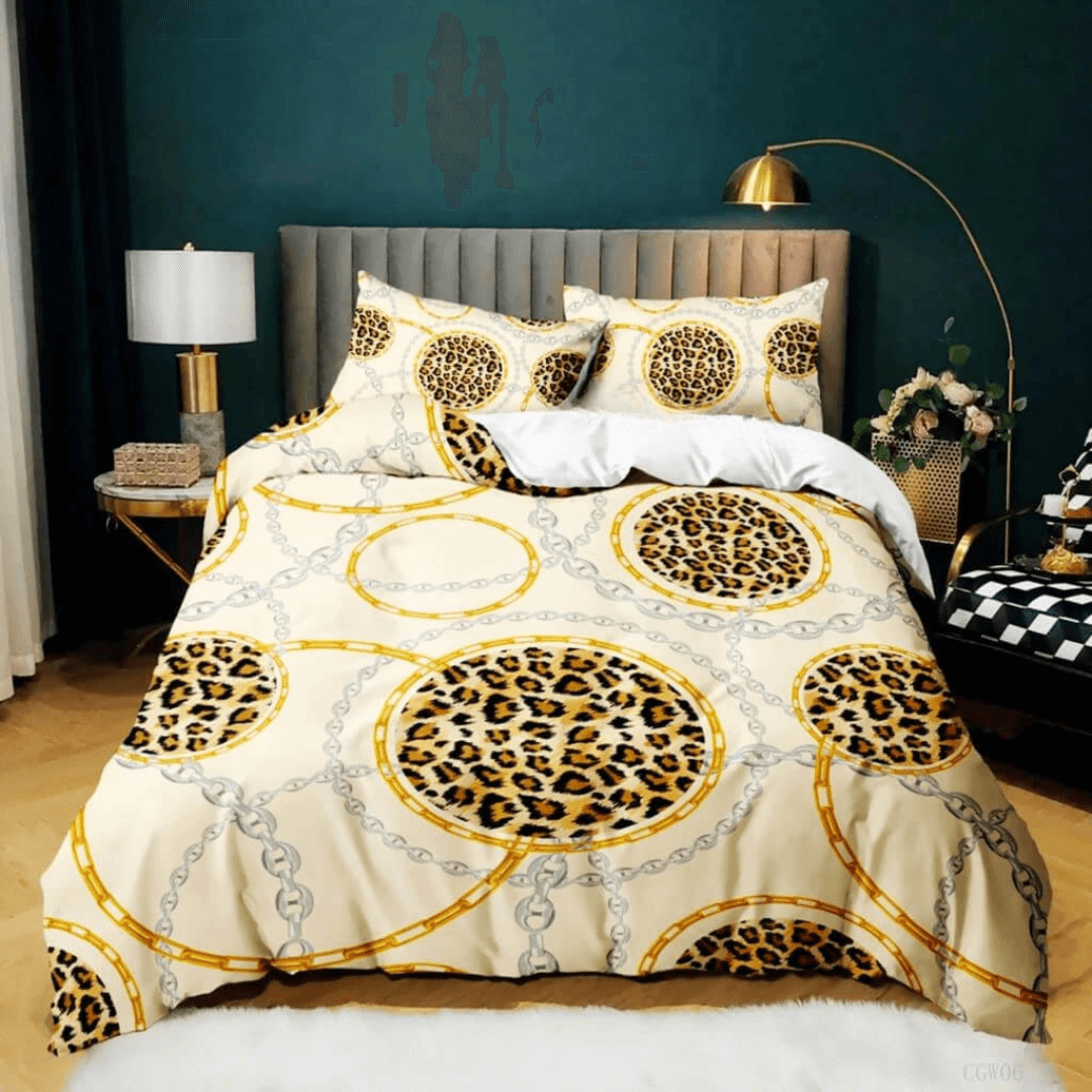 Trendy 3D leopard print bedding set for girls bedroom