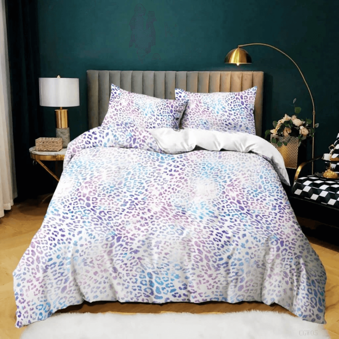 Chic leopard animal print bedding quilt cover set