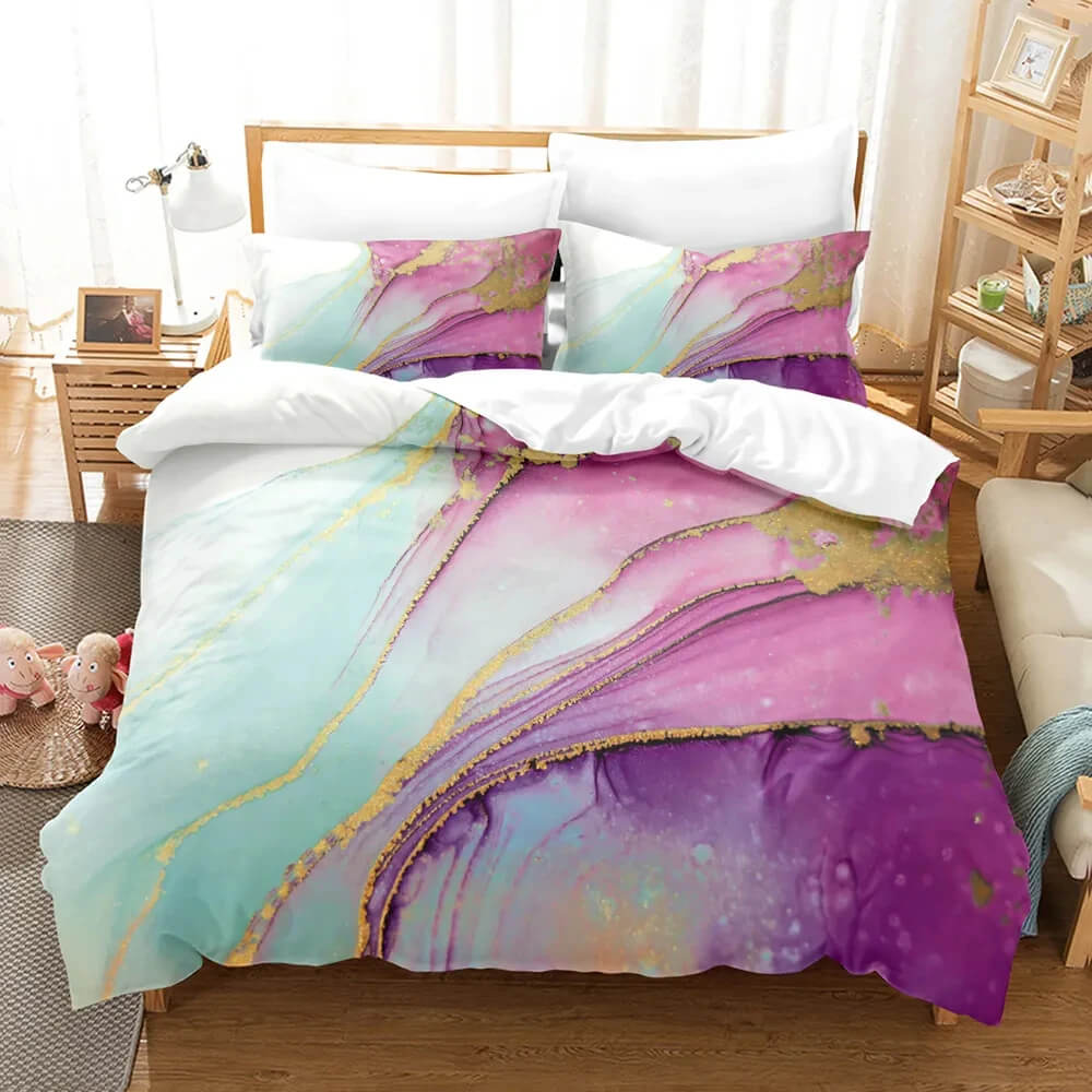 Reversible marble duvet cover