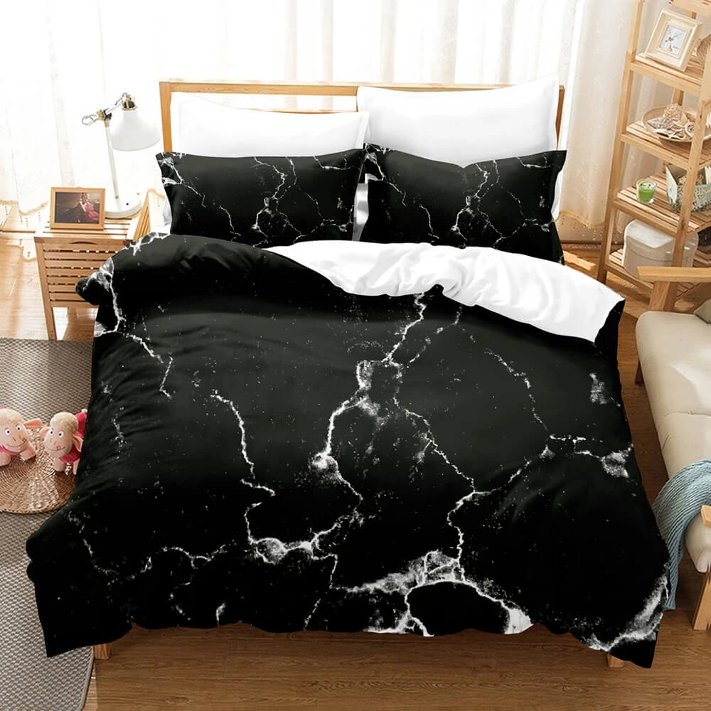 Black marble queen comforter