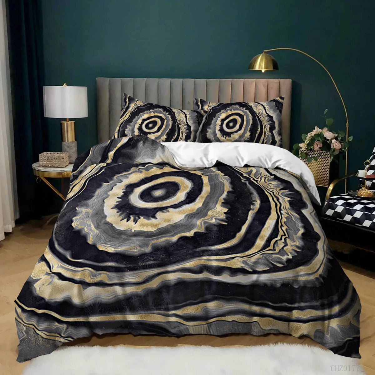 3D marble print duvet cover