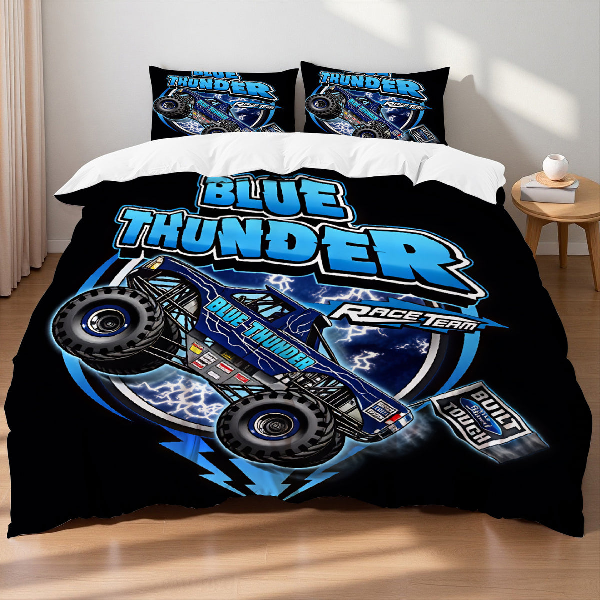 3D monster truck bedding with bold racing inspired design