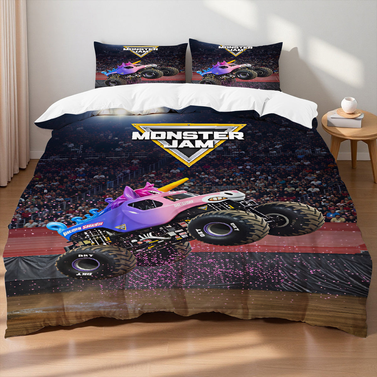 Monster truck bedding set for boys bedroom