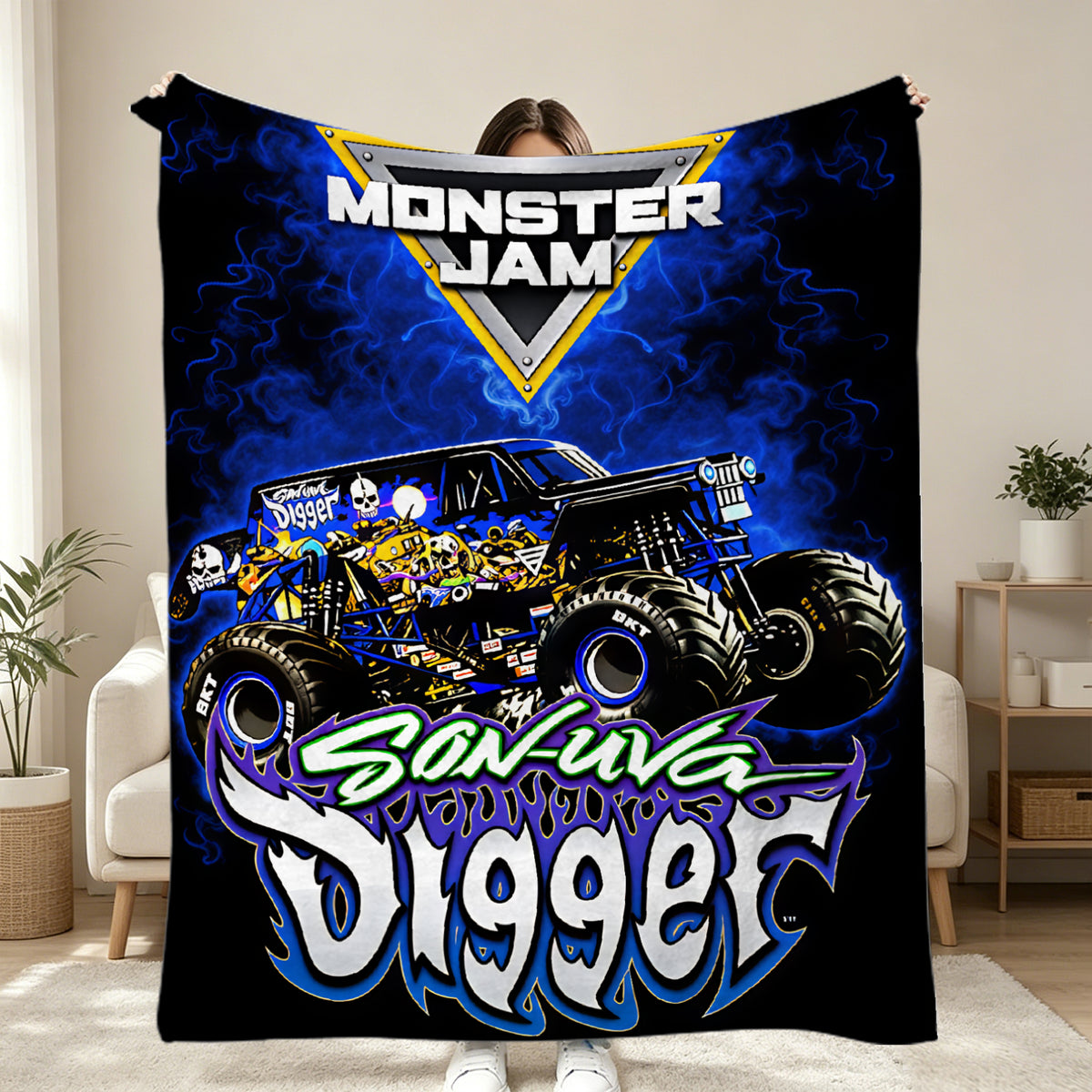 Megalodon Monster Truck Bedroom Blanket