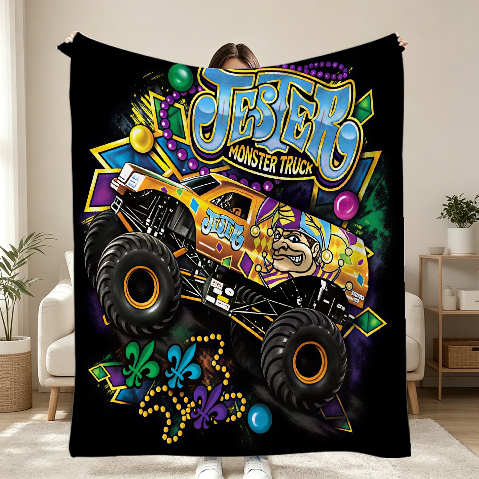 Grave Digger Monster Truck Kids Throw Blanket
