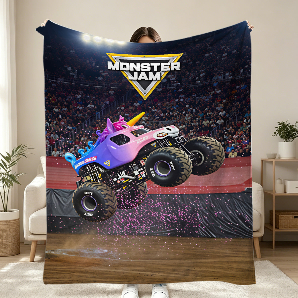 Megalodon Monster Truck Soft Flannel Blanket