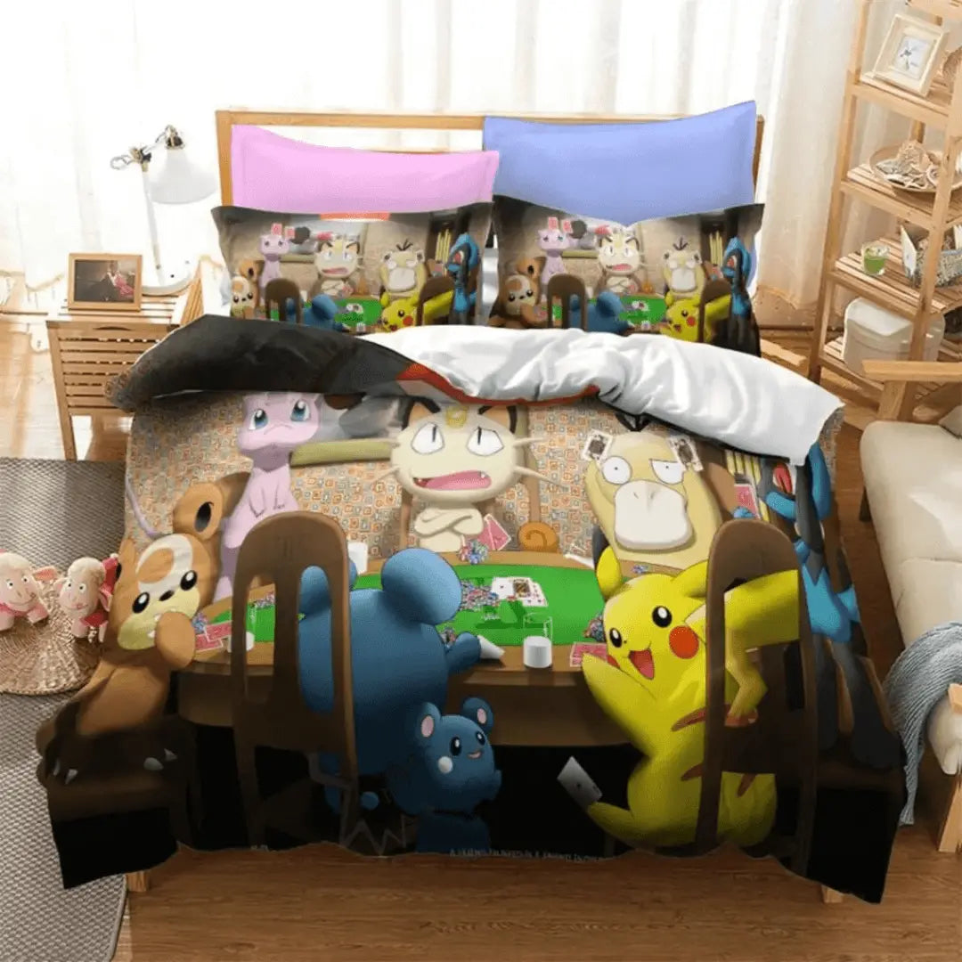 3D Pokemon Pikachu Meowth & Psyduck Anime Kids Doona Cover