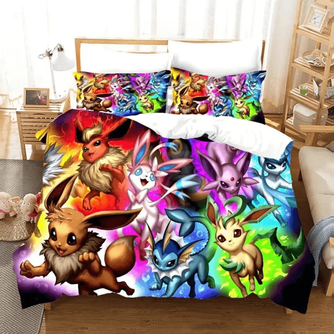 3D Pokemon Pikachu Eevee & Vaporeon Anime Kids Doona Cover