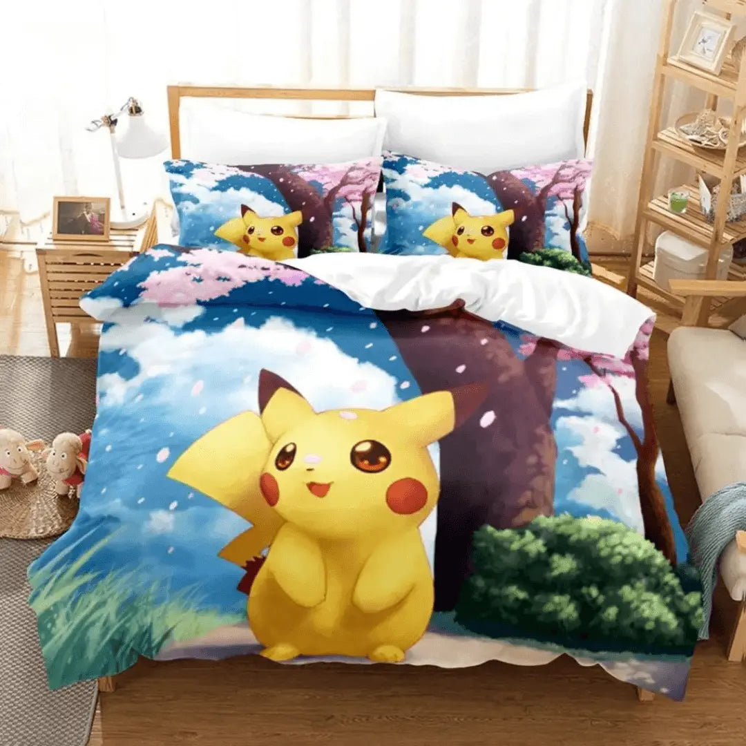 3D Pokemon Pikachu Anime Cartoon Kids Bed Sheet