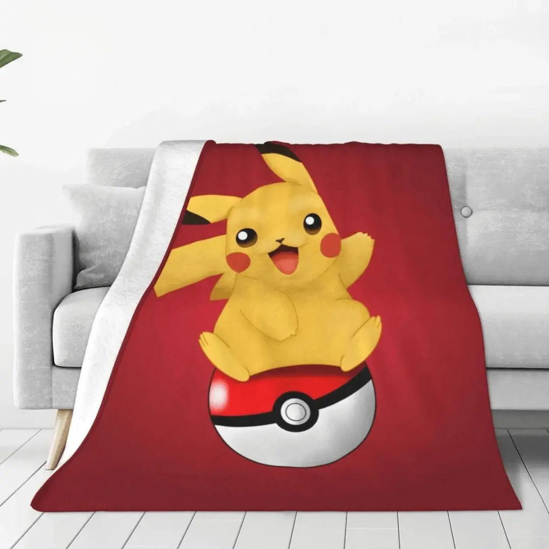 3D Pokemon Pikachu Poke Ball Cartoon Kids Throw Blanket