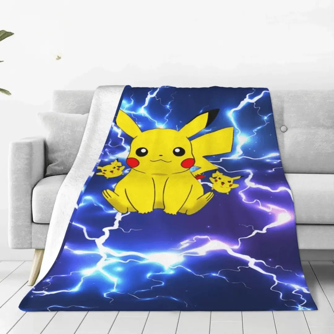 3D Pokemon Pikachu Cartoon Throw Blanket