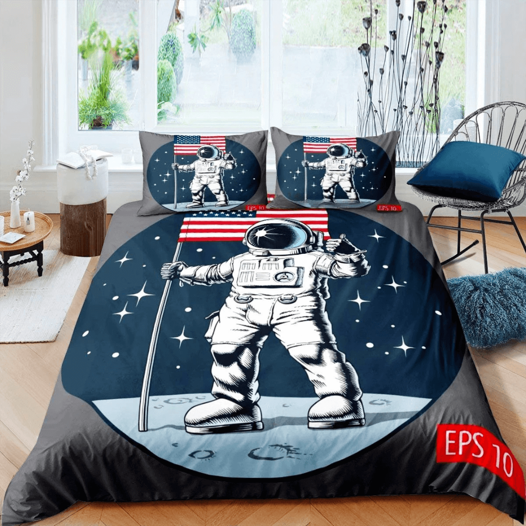 Galaxy bedroom decor astronaut duvet cover