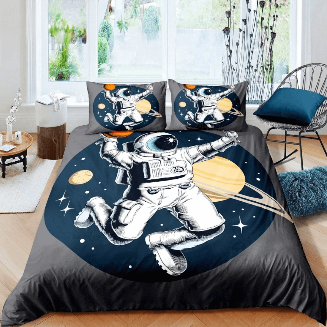 Space adventure doona cover with astronaut