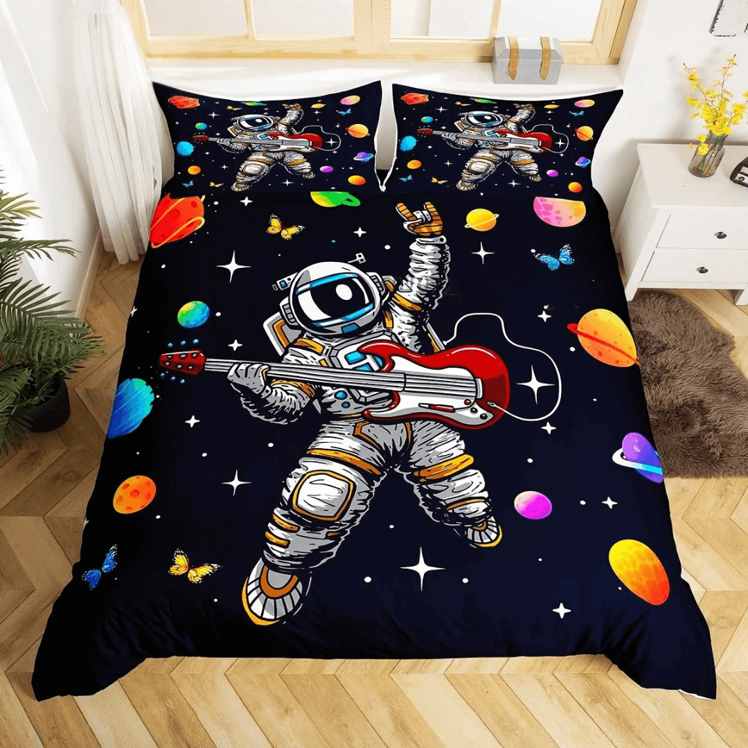Kids astronaut quilt cover galaxy theme