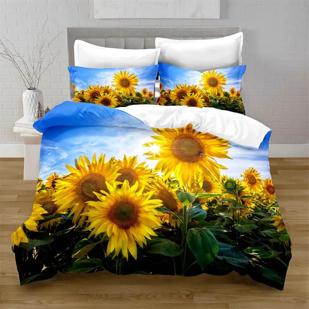 Sunflower design bedding set for cheerful bedroom style
