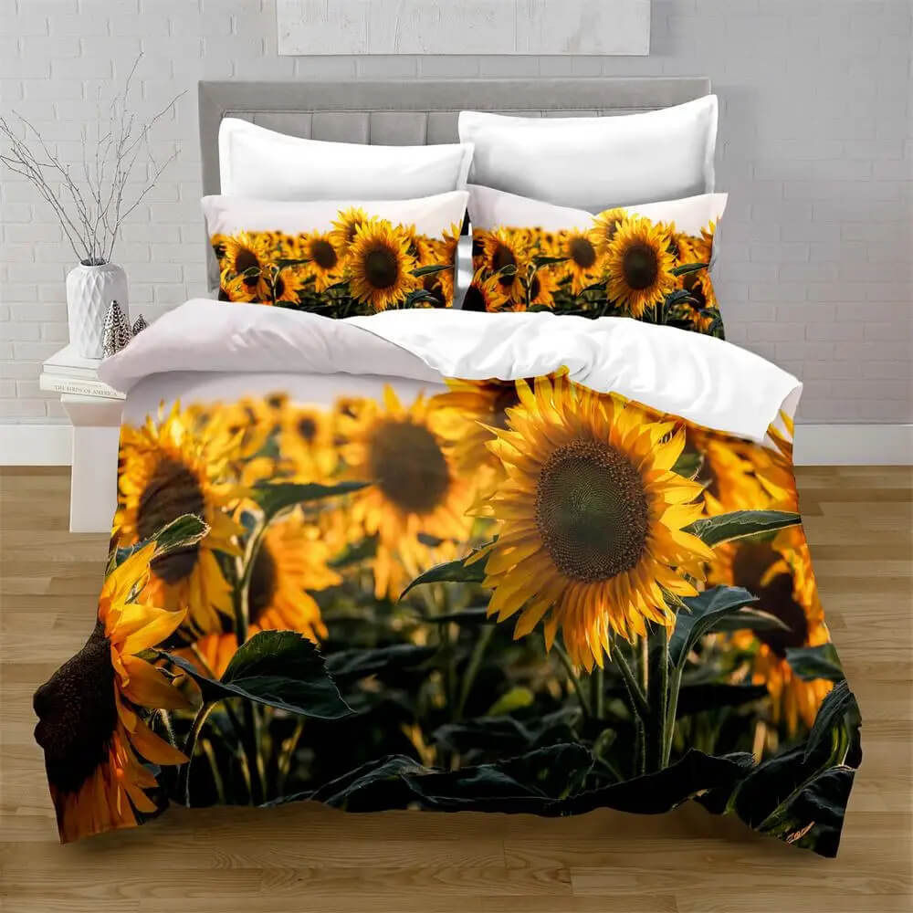 Yellow sunflower quilt cover summer bedroom decor