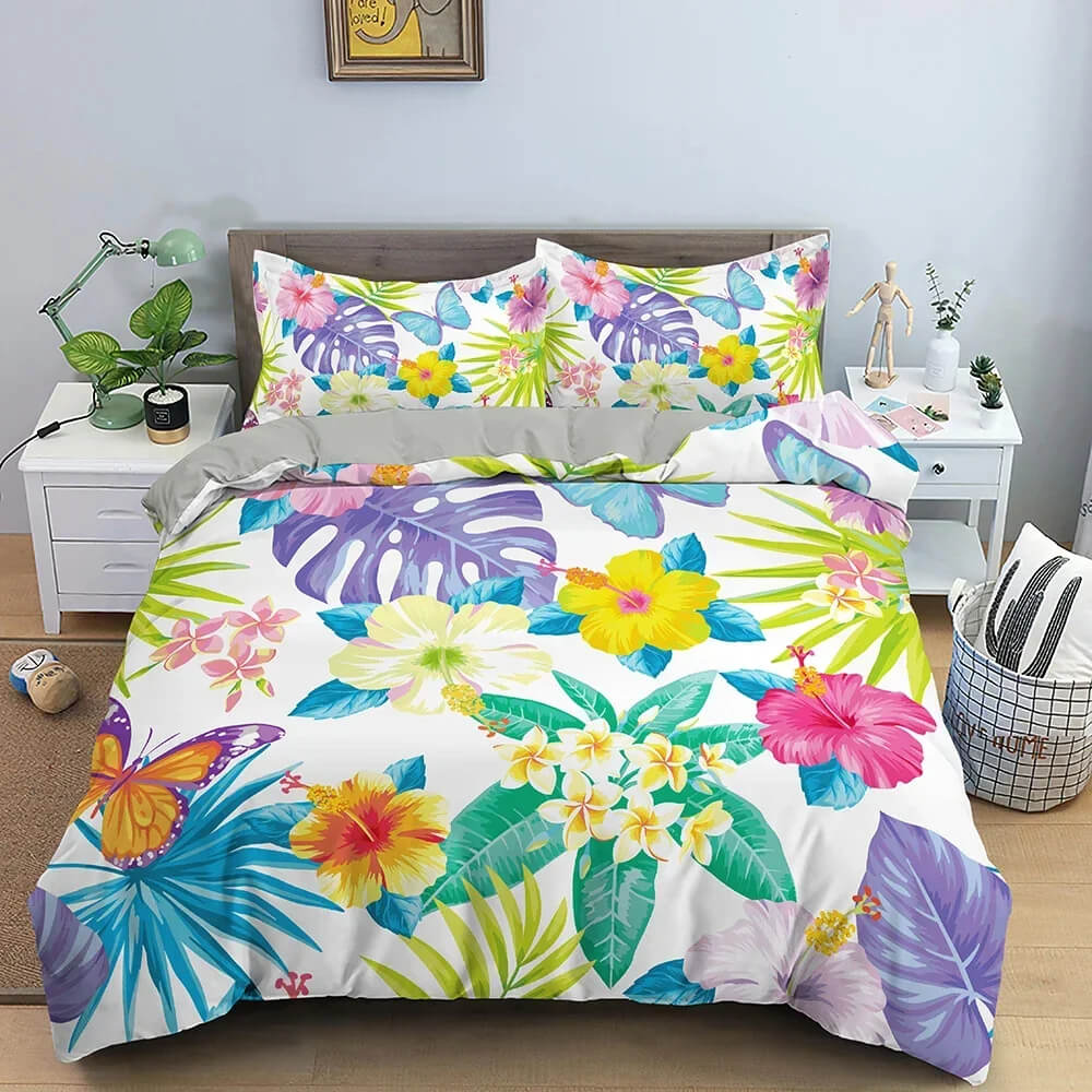 Tropical plant leaves bedding set bedroom decor
