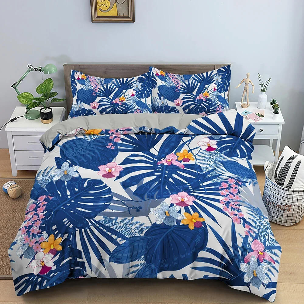 Stylish botanical print bedding for bedroom makeover