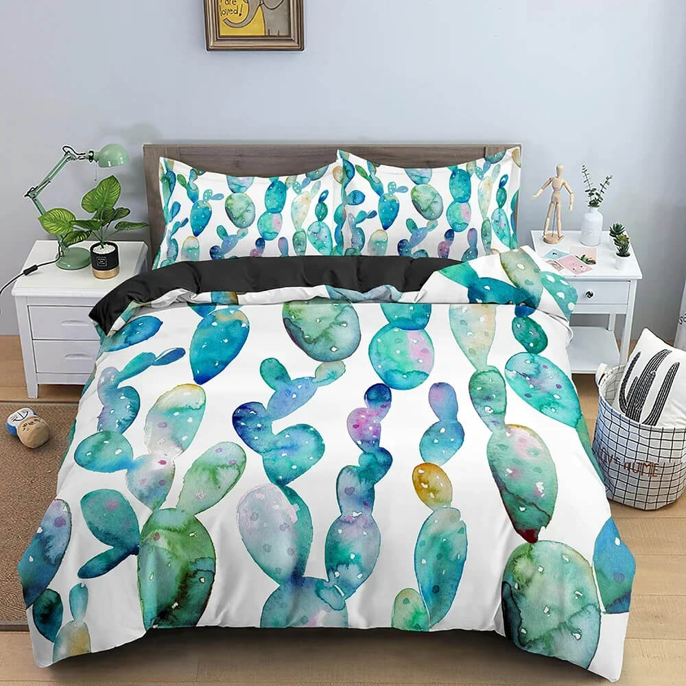3D nature theme bedding set tropical plant leaves