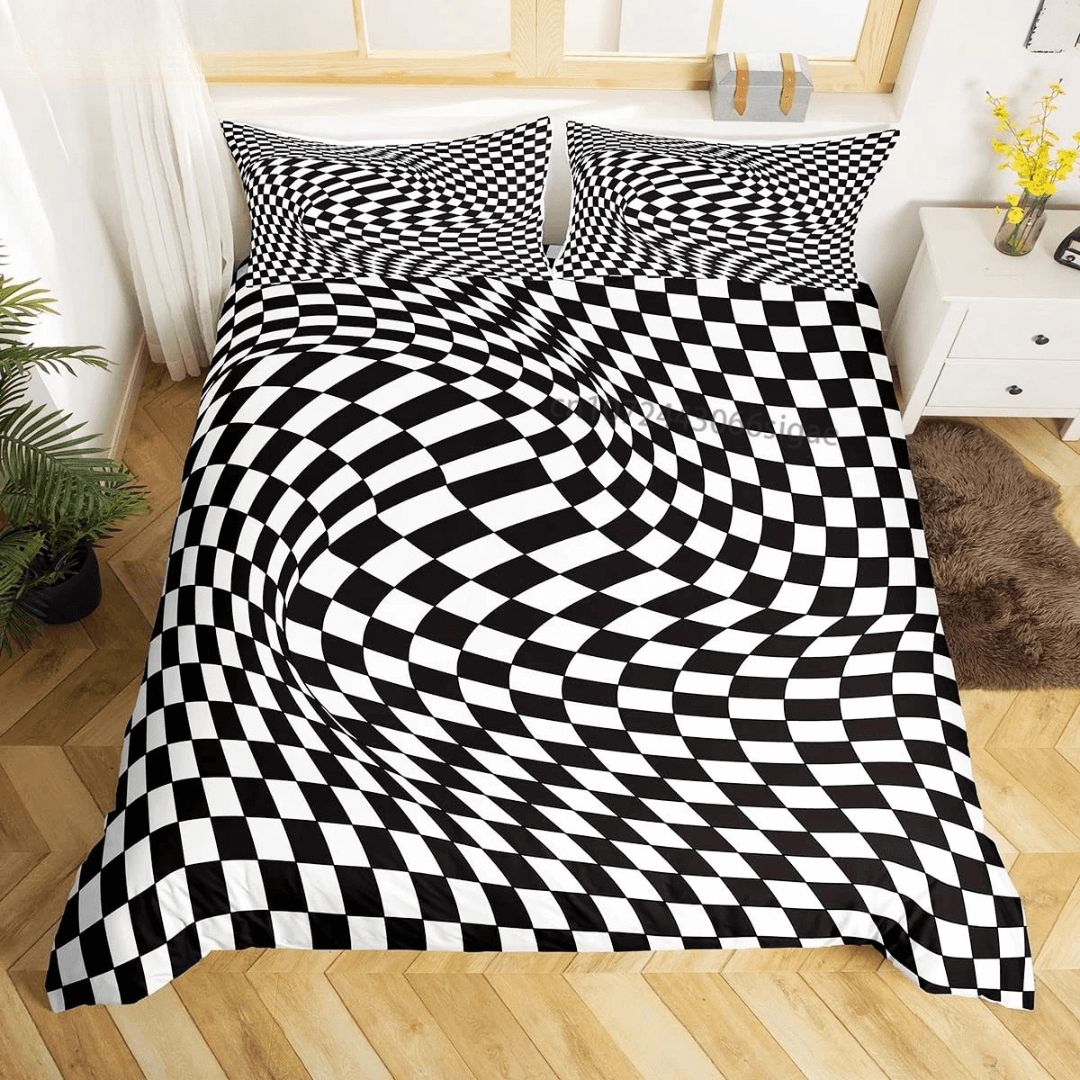 Black and white optical illusion duvet cover
