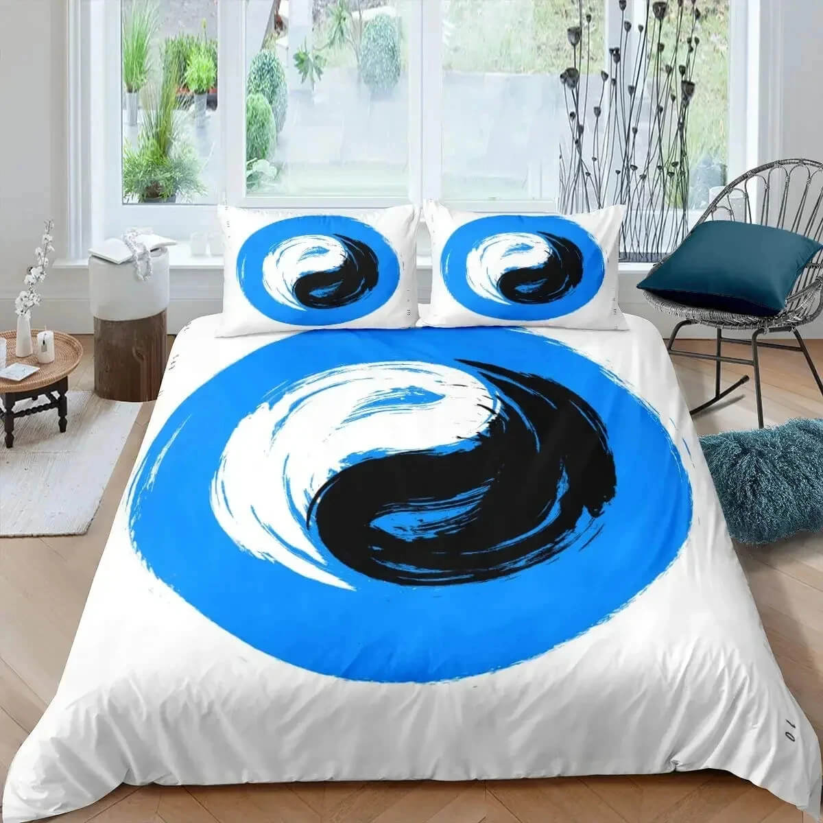 3D Yin Yang Quilt Cover with Abstract Art