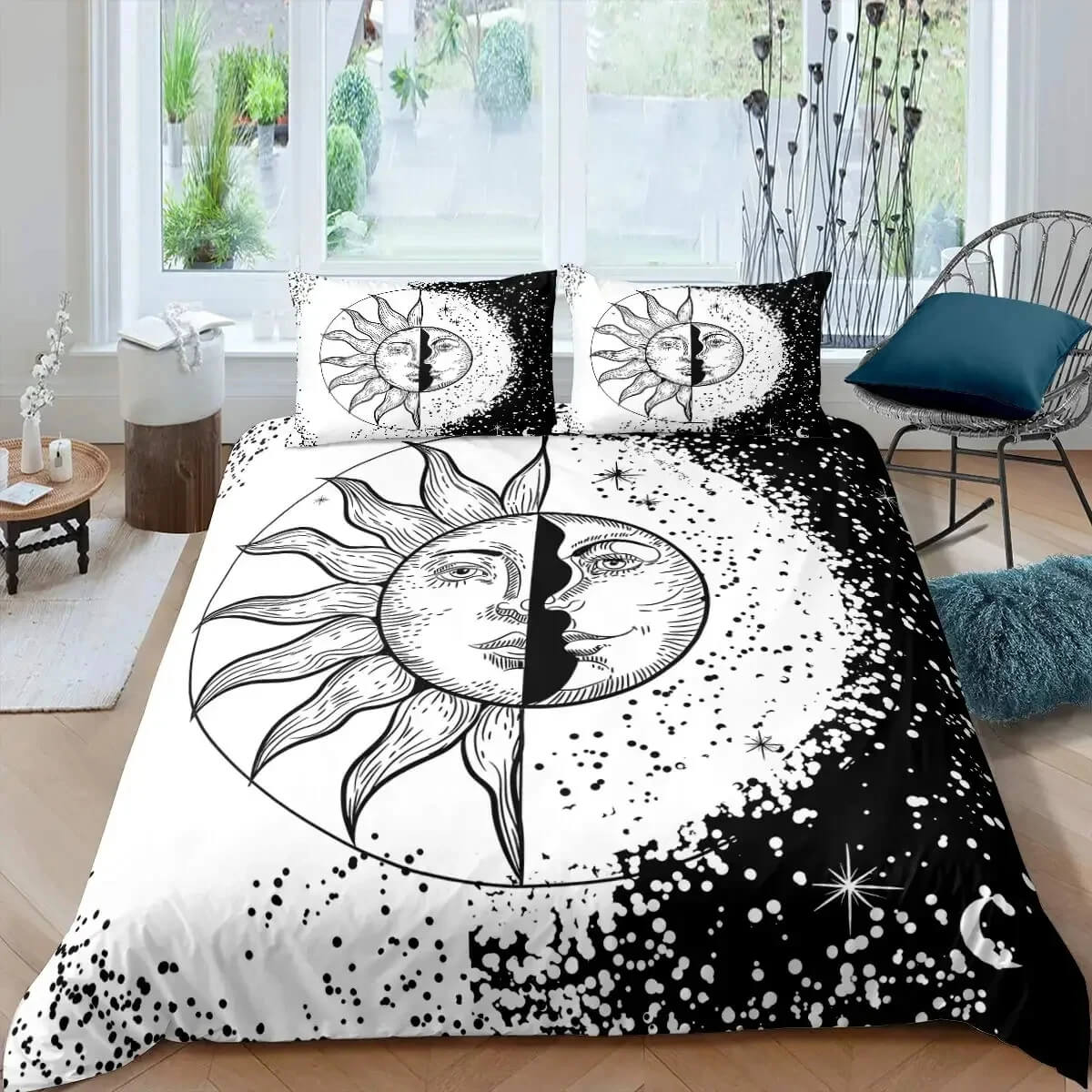 3D Yin Yang Sun & Moon Bedding with Pillow Shams