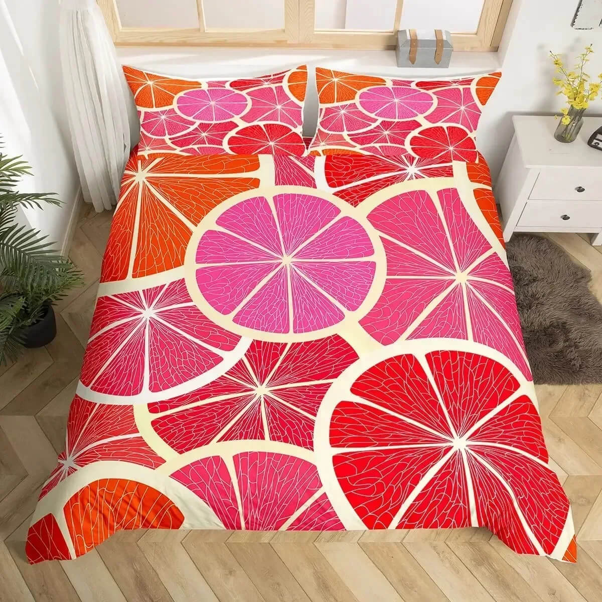 3D Red Pitaya Dragon Fruit Duvet Cover Set – Tropical Fruit Bedding For Kids Teens & Adults