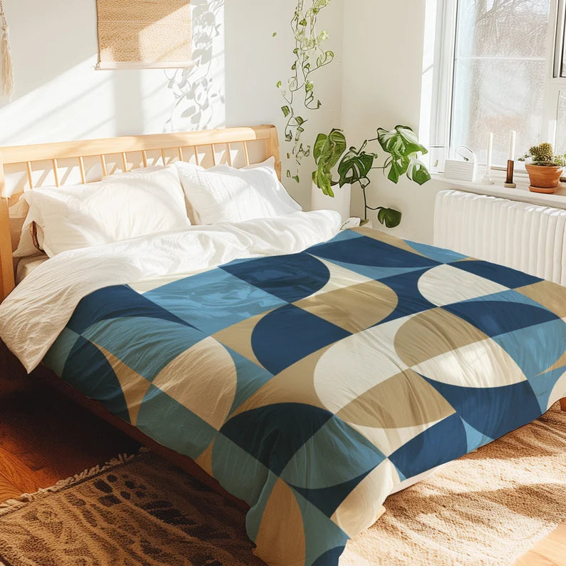 70s Mod Abstract Geometric Duvet Cover