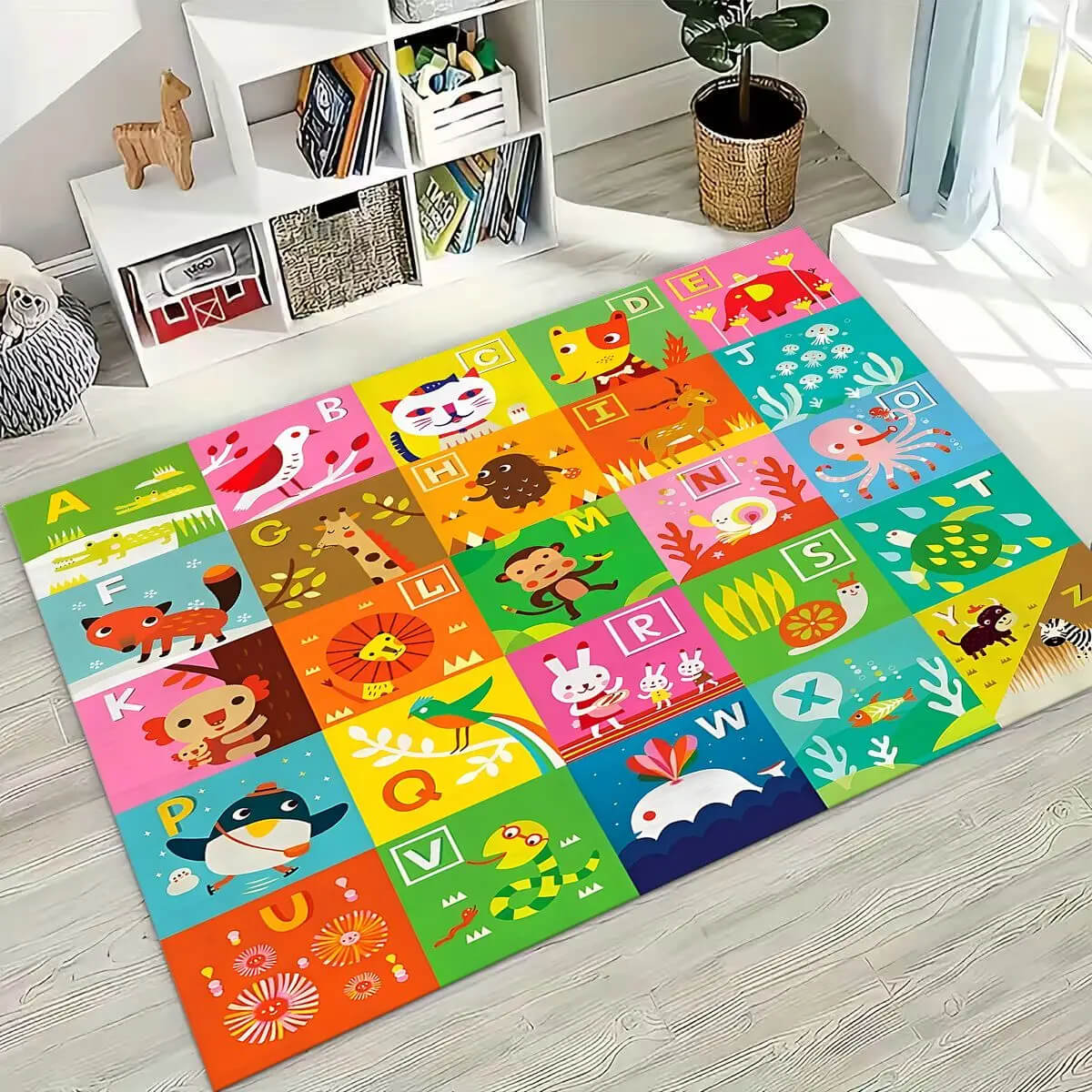 ABC Animal Alphabet Cartoon Playroom Rug for Kids