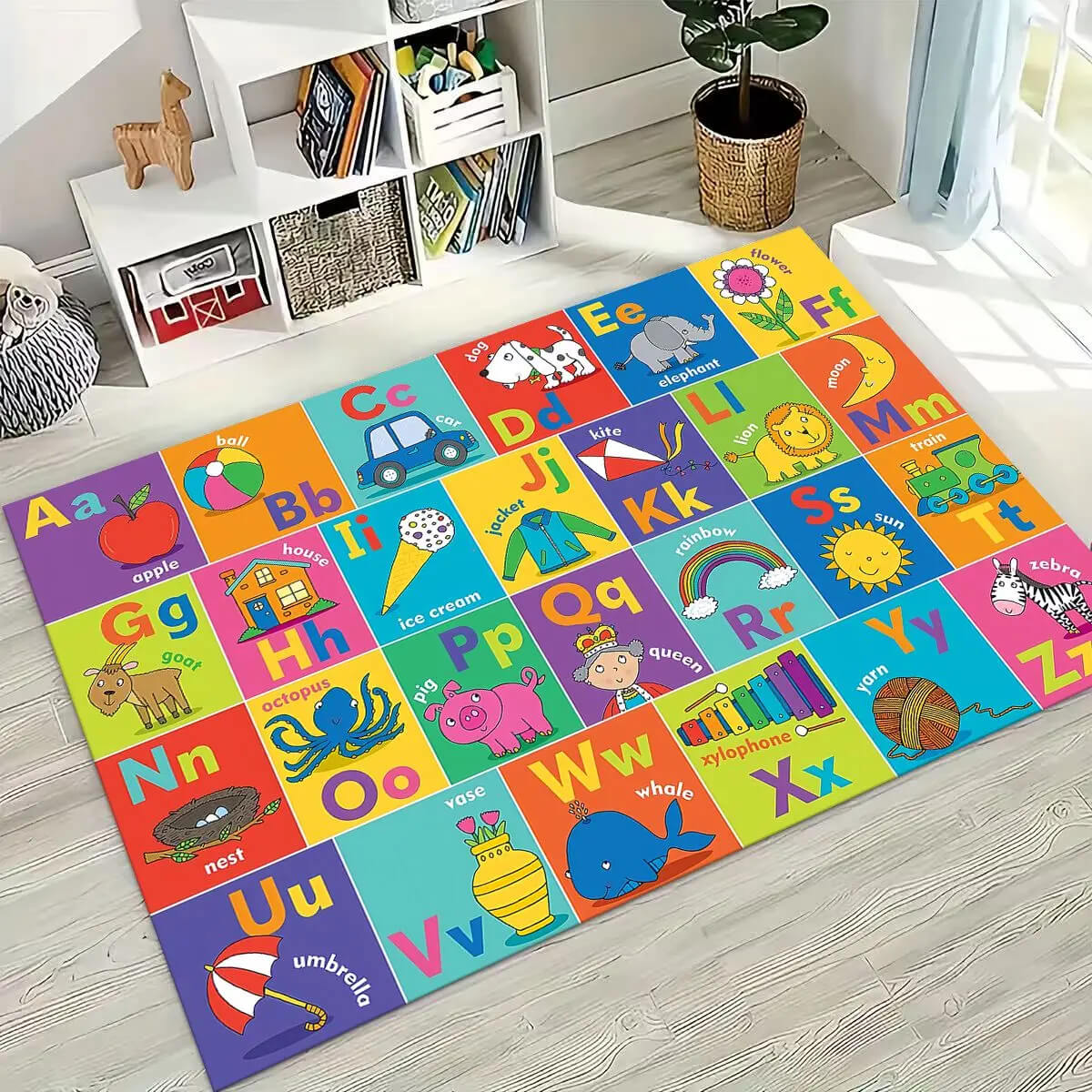 Non-slip playroom carpet with alphabet letters for kids
