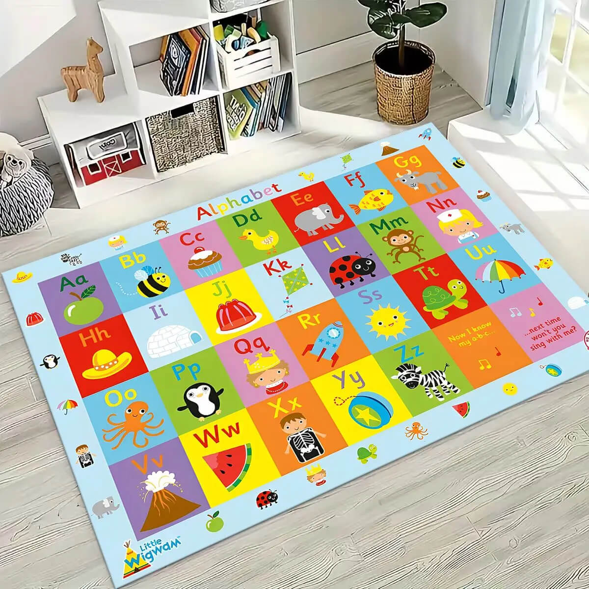 Cartoon animal ABC rug for bedroom and play space