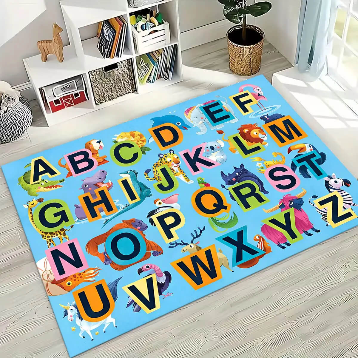 Non-slip kids’ alphabet learning play mat rug