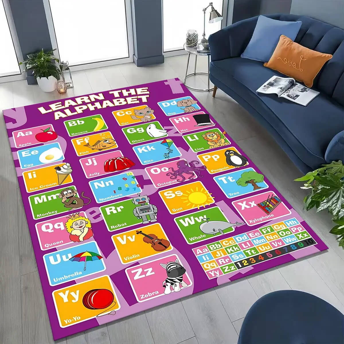 Educational cartoon rug for early childhood learning
