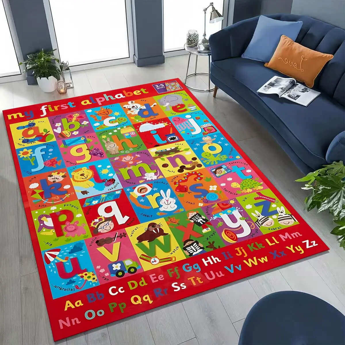 Soft kids rug with colorful alphabet and animals
