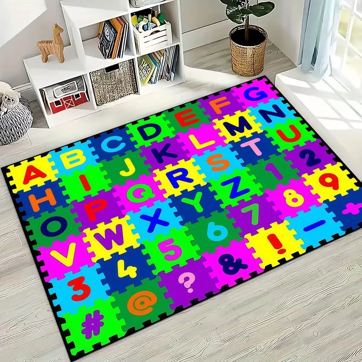 Non-slip kids playroom carpet with ABC letters