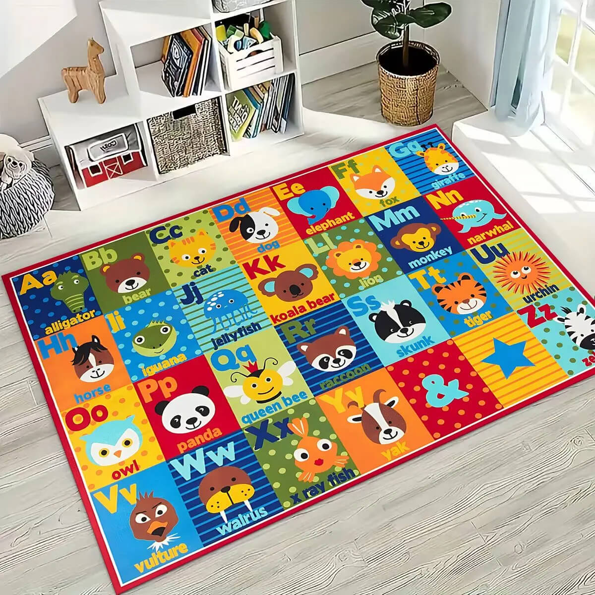 Alphabet floor mat with animals for early education