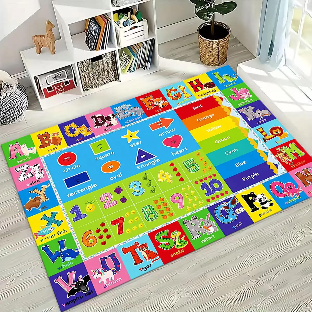 Animal alphabet rug for kids crawling and playtime