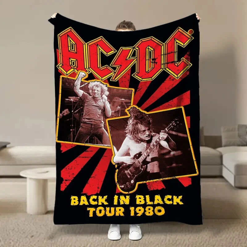 AC/DC rock singer flannel blanket on bed