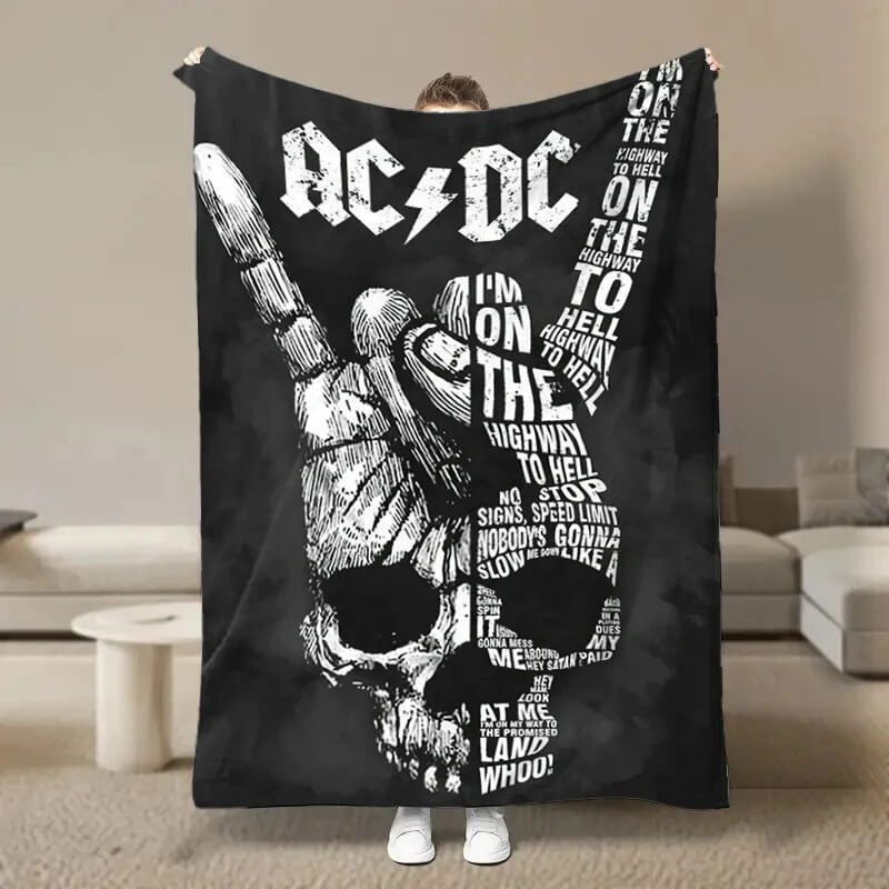 Stylish AC/DC rocker blanket home décor