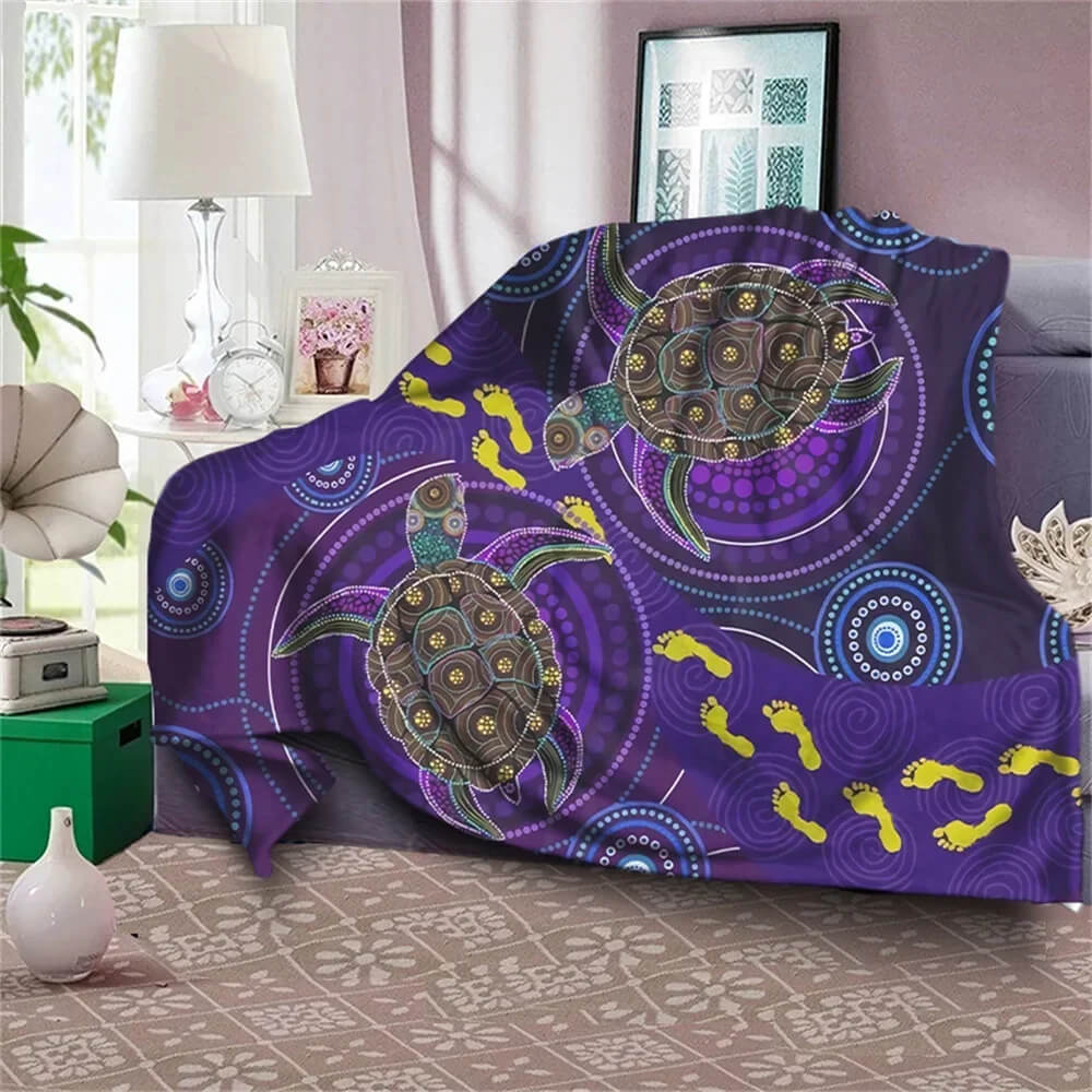 Aboriginal Turtle Blanket featuring Indigenous Australian art design