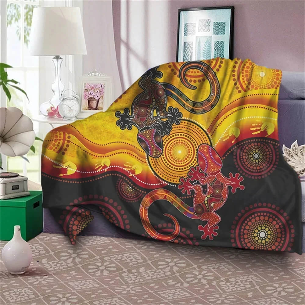 Bohemian Aboriginal art turtle blanket for modern homes