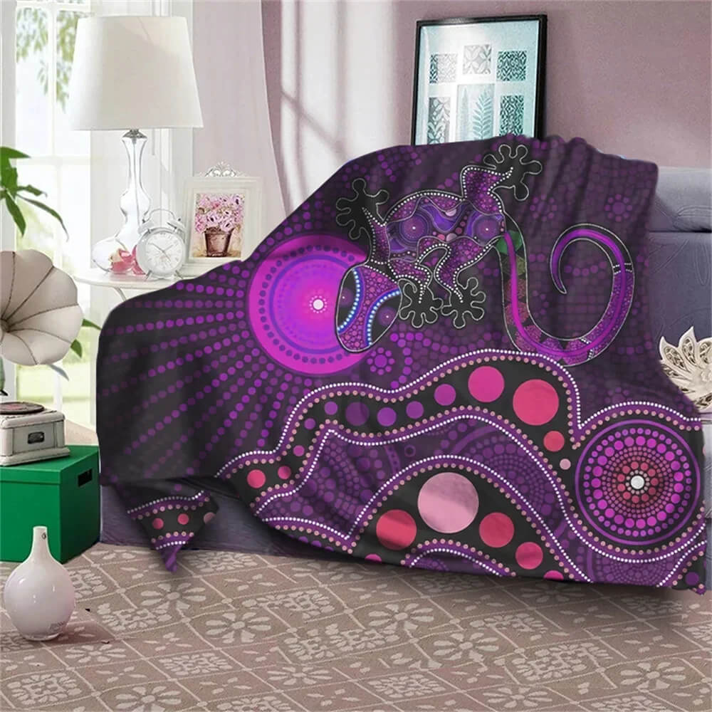 Aboriginal turtle blanket for boho and ethnic home decor