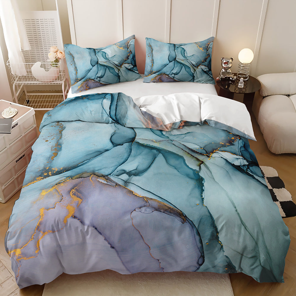 Fluid marble bedding set with artistic abstract patterns