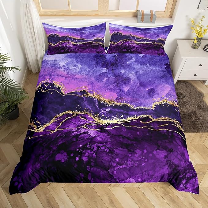 Abstract marble duvet cover with swirling watercolor patterns