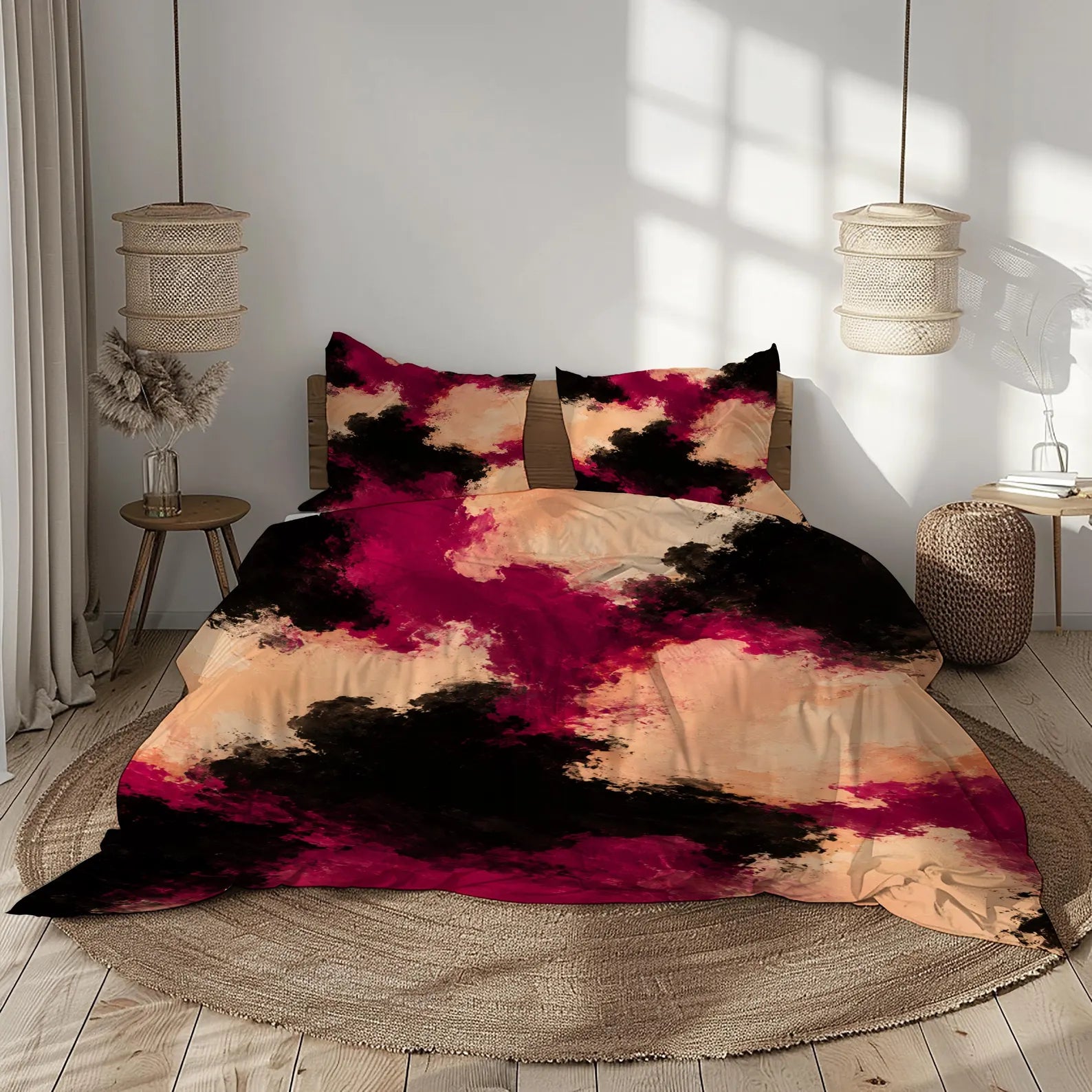 Abstract watercolor duvet cover with artistic colour patterns